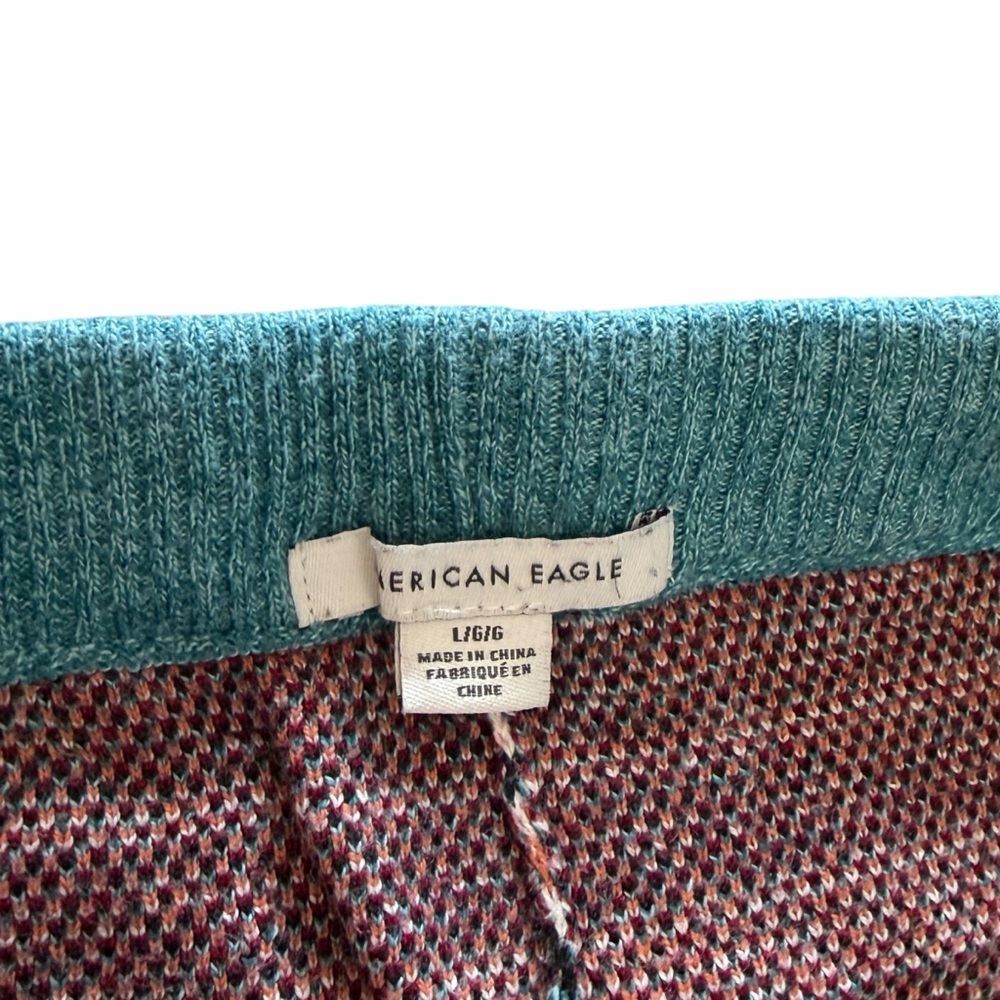 American Eagle Super High Rise Sweater Leggings Knit Pants Polar Bear Blue Large - Picture 5 of 6
